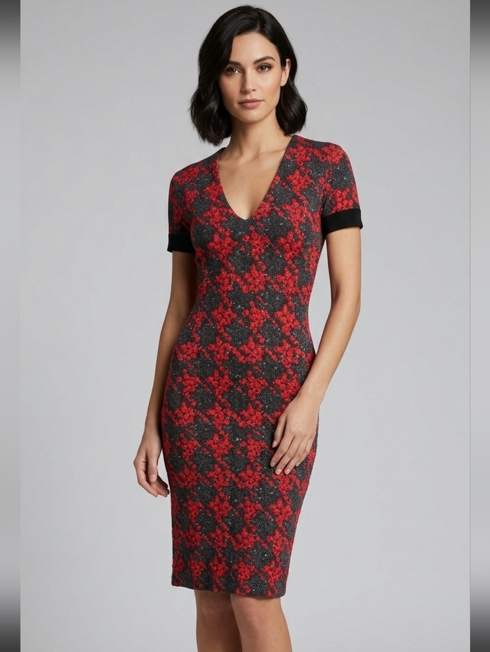 Just Cavalli Red and Black Bodycon  Berries Dress, size 40